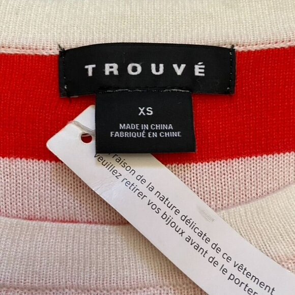 Trouve Red White Mix Stripe Jacquard Sweater Size XS Relaxed NWT Holiday. B5 - Picture 6 of 9